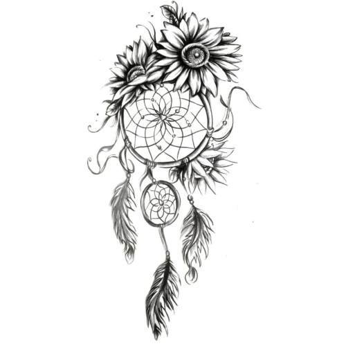 Fake tattoo łapacz snów z kwiatami
