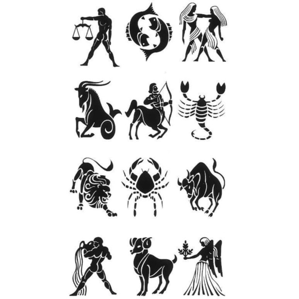 Tatuaż zmywalny czarny znaki zodiaku
