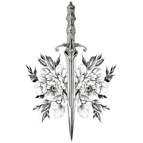 Tatuaż zmywalny miecz szczerbiec tachi excalibur