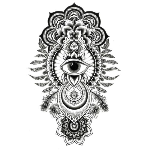 Tatuaż zmywalny oko azteckie piórka mandala
