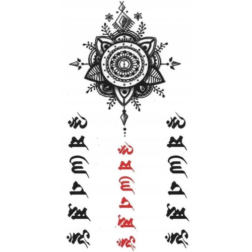 Tatuaż zmywalny tymczasowy mandala chińskie znaki