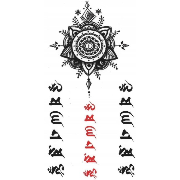 Tatuaż zmywalny tymczasowy mandala chińskie znaki